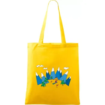 Lyžař a barevné hory - Taška bavlněná - 42 x 38 cm ( Žlutá )