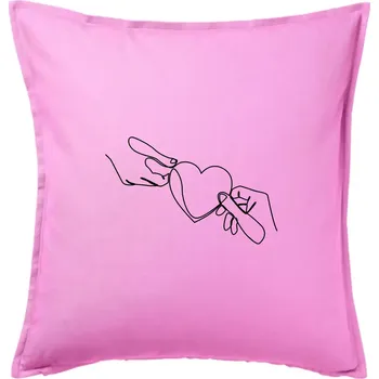 Polštář Dvě ruce a srdce jedním tahem - Polštář 50x50 - 50x50 - Pouze potah ( Růžová )