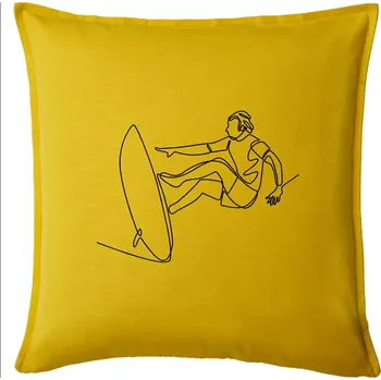 Polštář Surfař na vlně jedním tahem - Polštář 50x50 - 50x50 - Pouze potah ( Žlutá )
