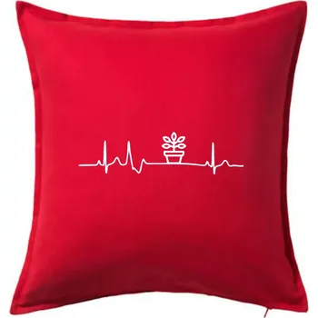 Polštář EKG fíkus - Polštář 50x50 - 50x50 - Pouze potah ( Červená )