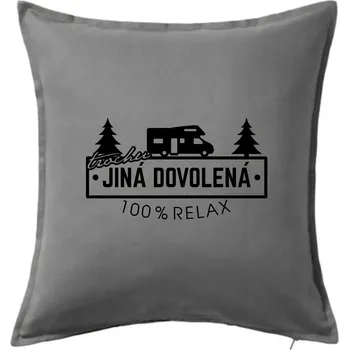 Polštář Trochu jiná dovolená obytňák - Polštář 50x50 - 50x50 - Včetně výplně ( Tmavě šedý melír )