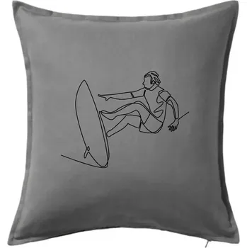 Polštář Surfař na vlně jedním tahem - Polštář 50x50 - 50x50 - Pouze potah ( Tmavě šedý melír )