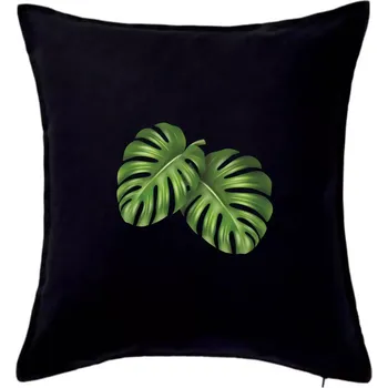 Polštář Monstera - dva listy - Polštář 50x50 - 50x50 - Pouze potah ( Černá )