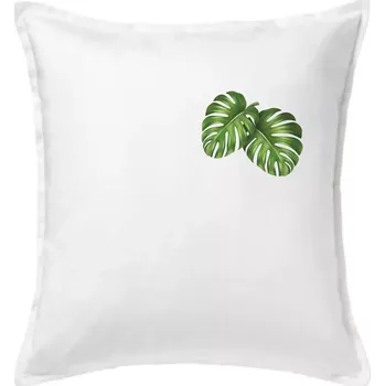 Polštář Monstera listy na prsu - Polštář 50x50 - 50x50 - Včetně výplně ( Bílá )