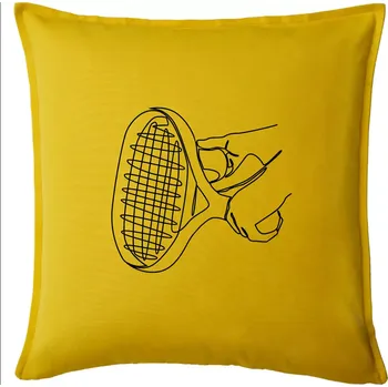Polštář Tenisová raketa jednim tahem - Polštář 50x50 - 50x50 - Pouze potah ( Žlutá )