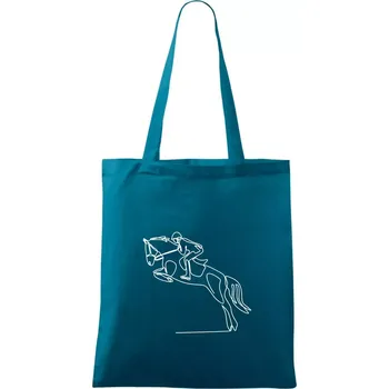 Nákupní taška Jízda na koni jedním tahem - Taška bavlněná - 42 x 38 cm ( Petrolejová )