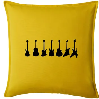 Polštář Kytary v řadě - Polštář 50x50 - 50x50 - Pouze potah ( Žlutá )