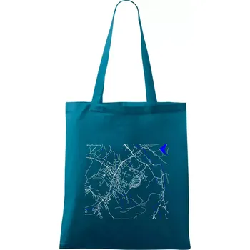 Kopřivnice - Mapa s vodními toky - Taška bavlněná - 42 x 38 cm ( Petrolejová )