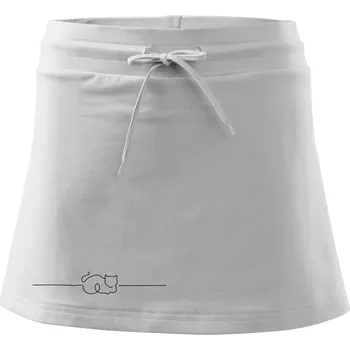 Dámská sukně Kočka linka kreslená - Sportovní sukně - two in one - XS ( Bílá )