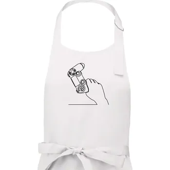 Kuchyňská zástěra Herní ovladač jedním tahem - Pánská zástěra na vaření - Univerzální velikost ( Bílá )