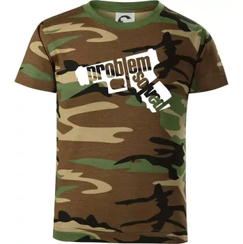 Problém - zbraň - Dětské maskáčové triko - 146 cm/10 let ( Hnědý maskáč )