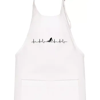 Kuchyňská zástěra Lyžař EKG - Dětská zástěra na vaření - Univerzální velikost ( Bílá )