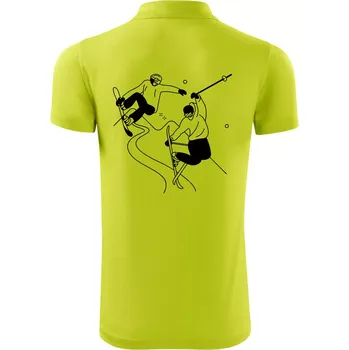 Pánská košile Lyžovaní - kresleny obrázek - Polokošile Victory sportovní (dresovina) - 3XL ( Limetková )