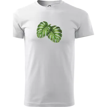 Pánské tričko Monstera - dva listy - Triko extra velké (5-8XL) - 6XL ( Bílá )
