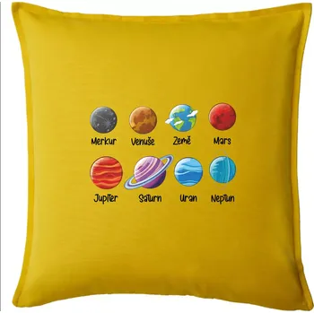 Polštář Planety vedle sebe - Polštář 50x50 - 50x50 - Pouze potah ( Žlutá )