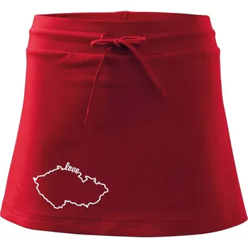 Dámská sukně Czech love mapa - Sportovní sukně - two in one - XS ( Červená )