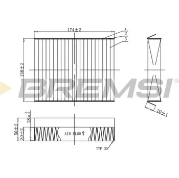 Kabinový filtr Filtr vzduchu v interiéru BREMSI FC0490