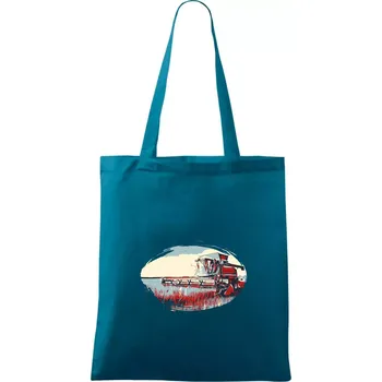 Nákupní taška Kombajn vintage - Taška bavlněná - 42 x 38 cm ( Petrolejová )