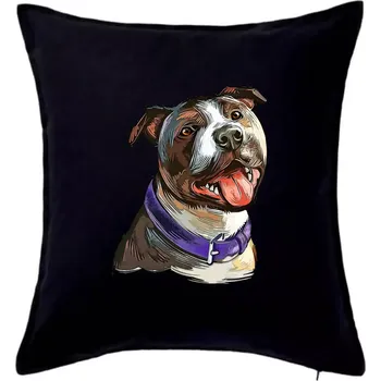 Polštář Americký stafordširský teriér kreslený - Polštář 50x50 - 50x50 - Pouze potah ( Černá )