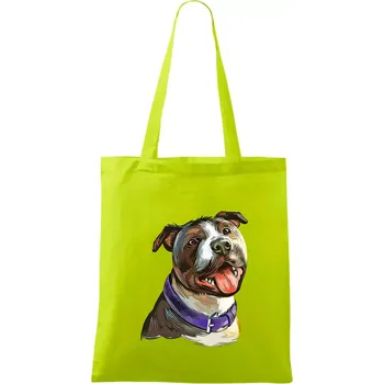 Americký stafordširský teriér kreslený - Taška bavlněná - 42 x 38 cm ( Limetková )