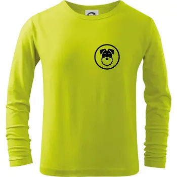 Chlapecké oblečení Knírač v kolečku na prsu - Triko dětské Long Sleeve - 146 cm/10 let ( Limetková )