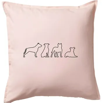 Polštář Americký stafordširský teriér v různých pozicích - Polštář 50x50 - 50x50 - Pouze potah ( Světle růžová )