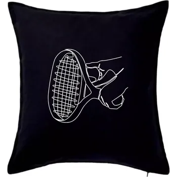 Polštář Tenisová raketa jednim tahem - Polštář 50x50 - 50x50 - Pouze potah ( Černá )