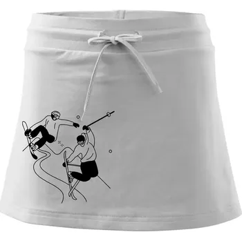 Dámská sukně Lyžovaní - kresleny obrázek - Sportovní sukně - two in one - M ( Bílá )