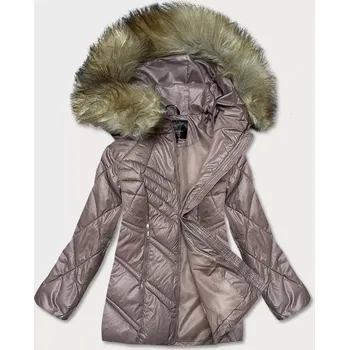 Dámská bunda v barvě cappuccino pro přechodné období s kapucí (H-97) odstíny béžové XXL (44)