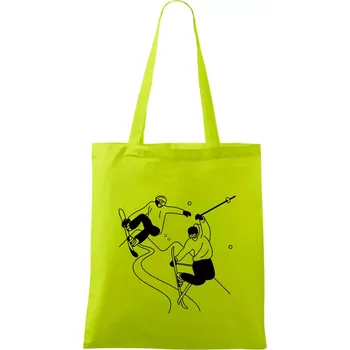Lyžovaní - kresleny obrázek - Taška bavlněná - 42 x 38 cm ( Limetková )