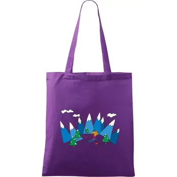 Nákupní taška Lyžař a barevné hory - Taška bavlněná - 42 x 38 cm ( Fialová )