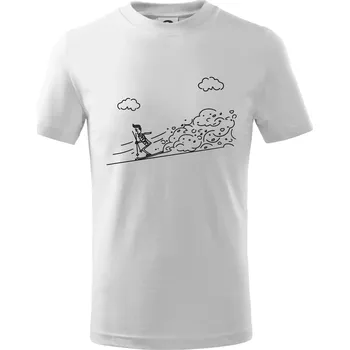 Kreslený lyžař na horách - Tričko dětské bavlněné - 98 cm / 2 roky ( Bílá )
