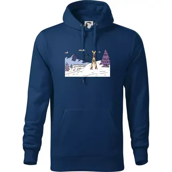 Pánská mikina Panorama lyžování - Mikina pánská Cape s kapucí - 5XL ( Půlnoční modrá )