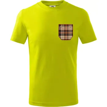 Flanelové triko hnědé - Tričko dětské bavlněné - 98 cm / 2 roky ( Limetková )