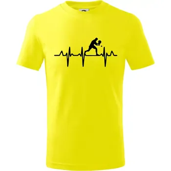 EKG stolní tenista stojící - Tričko dětské bavlněné - 98 cm / 2 roky ( Citrónová )