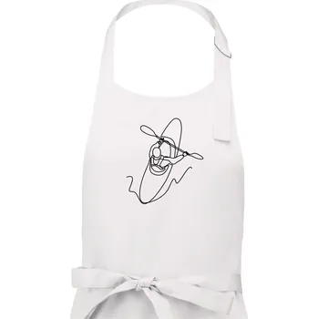 Kuchyňská zástěra Kajak ze shora jedním tahem - Dámská zástěra na vaření - Univerzální velikost ( Bílá )