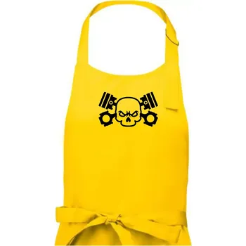 Kuchyňská zástěra Lebka písty - Pánská zástěra na vaření - Univerzální velikost ( Žlutá )