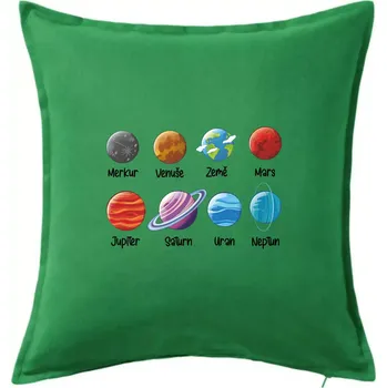 Polštář Planety vedle sebe - Polštář 50x50 - 50x50 - Pouze potah ( Středně zelená )