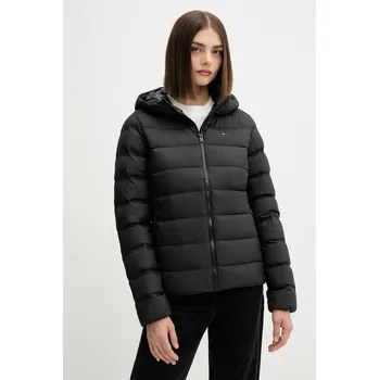 Péřová bunda Tommy Jeans černá barva, zimní, DW0DW21617 99X, vel. S