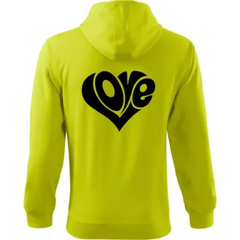 Pánská mikina Love nápis jednoduchý - Mikina s kapucí na zip trendy zipper - 3XL ( Limetková )