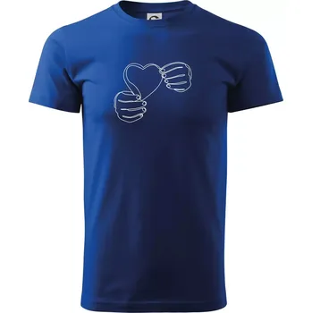 Pánské tričko Ruka držící srdce jedním tahem - Triko extra velké (5-8XL) - 8XL ( Královská modrá )