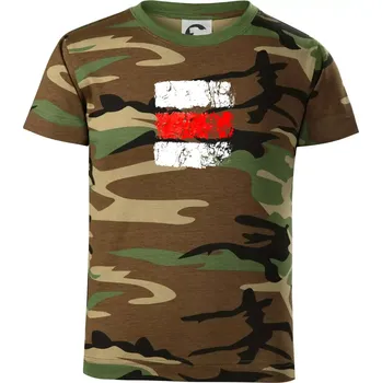 Chlapecké oblečení Turistická značka - červená - Dětské maskáčové triko - 122 cm/6 let ( Hnědý maskáč )