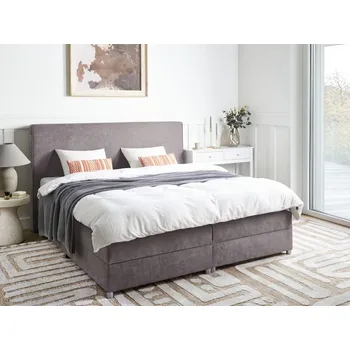 Postel Kontinentální čalouněná postel taupe 180 x 200 cm s matrací ložnice Beliani