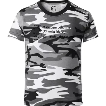 Chlapecké tričko Kočka - 27 svalů - Dětské maskáčové triko - 146 cm/10 let ( Šedý maskáč )