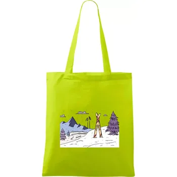 Panorama lyžování - Taška bavlněná - 42 x 38 cm ( Limetková )