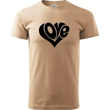 Pánské tričko Love nápis jednoduchý - Klasické pánské triko vyšší gramáže - 4XL ( Písková )