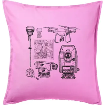 Polštář Geodet teodolit dron - Polštář 50x50 - 50x50 - Pouze potah ( Růžová )