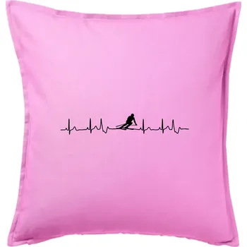 Polštář Lyžař EKG - Polštář 50x50 - 50x50 - Pouze potah ( Růžová )