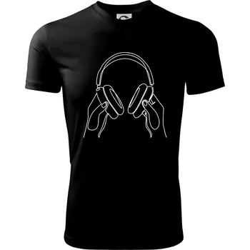 Sluchátka jedním tahem - Dětské triko sportovní (dresovina) - 146 cm/10 let ( Černá )