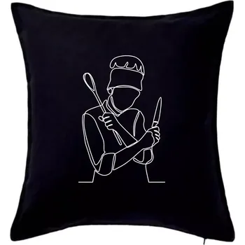 Polštář Kuchař jedním tahem - Polštář 50x50 - 50x50 - Pouze potah ( Černá )